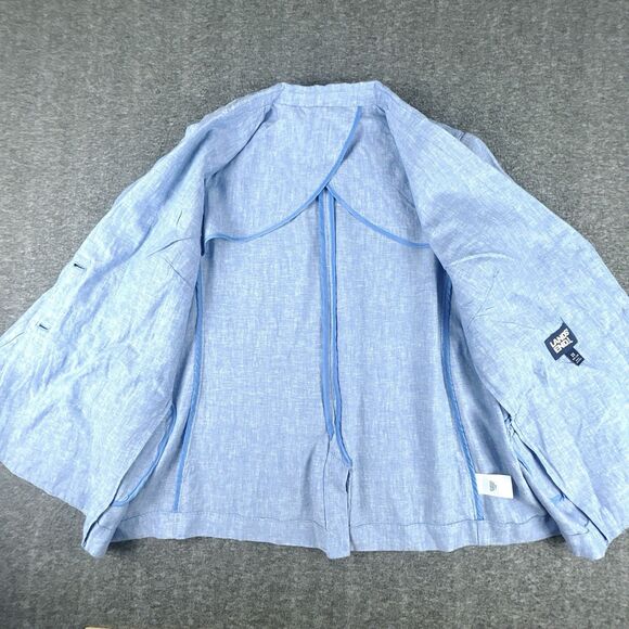 Land's End Blazer Women's Sz 2X 20W Blue 100% Linen 2-Button Summer Sport Coat - Picture 3 of 8
